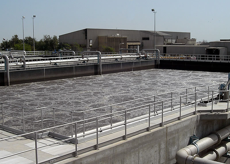 Aluminium handrails in a Water Treatment Plant to aeration tanks in Sharja