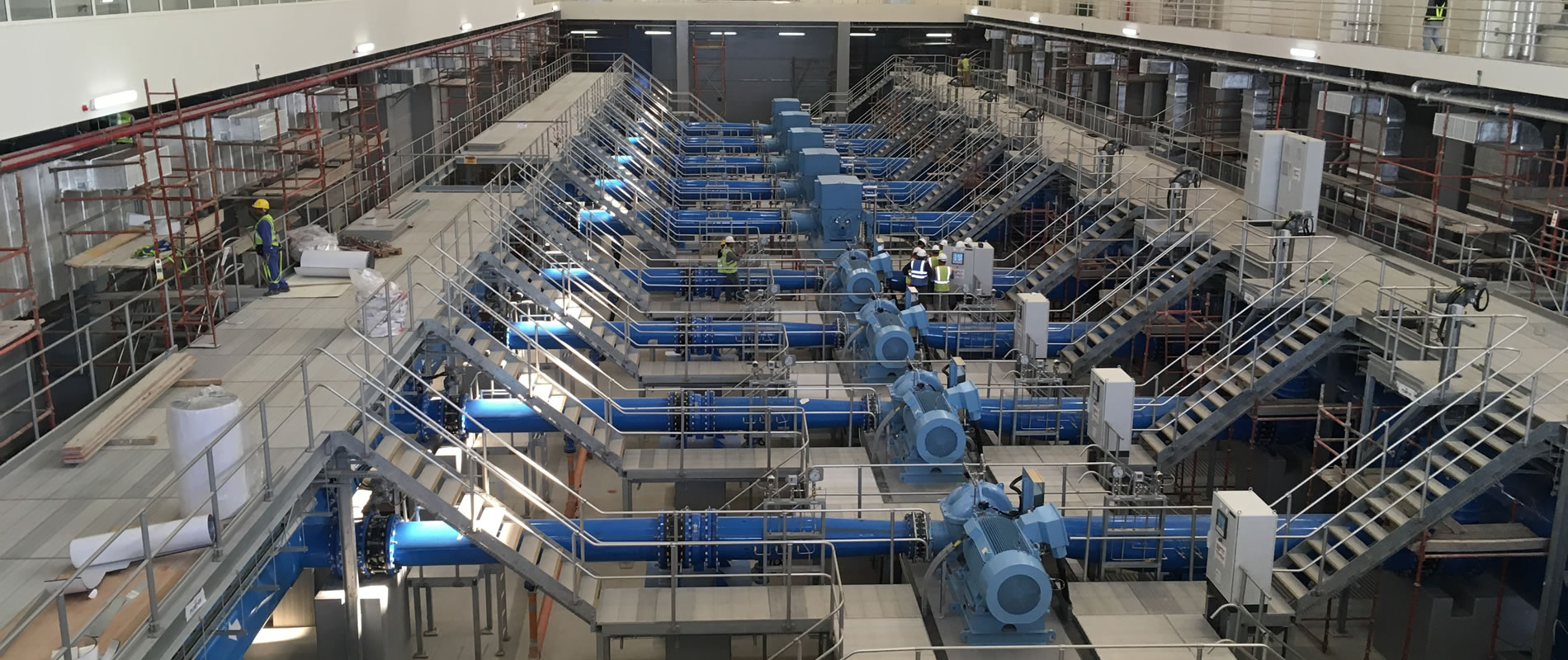 Platforms and staircases installed in pump station.